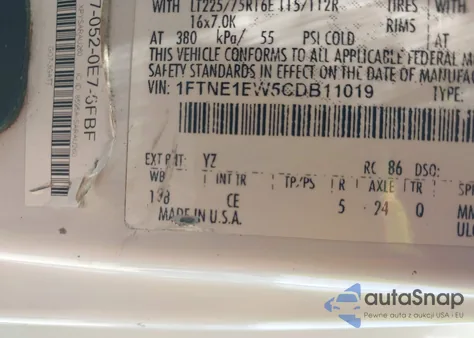 2012 Ford E-150 Commercial z USA, uszkodzony, nr VIN 1FTNE1EW5CDB11019